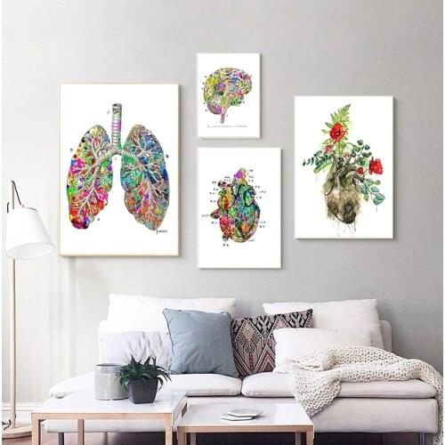 Anatomy Heart Brain Abstract Medicine Wall Art Print Canvas Painting Nordic Posters And Prints Wall Pictures For Living Room
