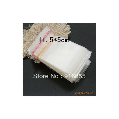 Free Shipping 500pcs/lot 11.5x5cm Clear Resealable Cellophane Transparent Opp Bag Packing Plastic Bags Self Adhesive Seal