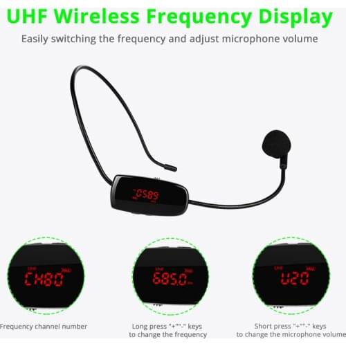 UHF Wireless Microphones Stage Wireless Headset Microphone System Mic For Loudspeaker Teaching Meeting Tour Guide Speech