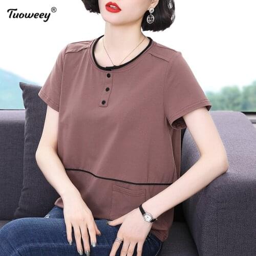 Short Sleeve Women Blouse Shirt Fashion 2021 summer style cotton Womens Clothing Sweet O-neck button Feminine Tops Blusas