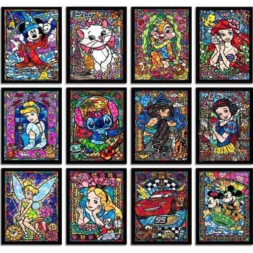 Disney Full Square Diamond 5D DIY Diamond Painting Disney Cartoon Character Color Series Cross Stitch Mosaic Decorative Painting