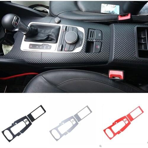 For Audi A3 2013 2014 2016 Car Gear Shift Frame Sticker Decorative Carbon Fiber Interior AT Gearbox Cover Car Styling