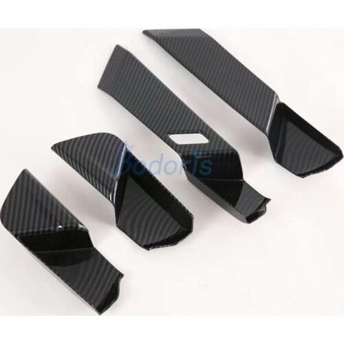 For Mazda CX-30 CX30 2020 2021 Carbon Fiber Color Interior Door Handle Bowl Garnish Moulding Sticker Car Styling Accessories