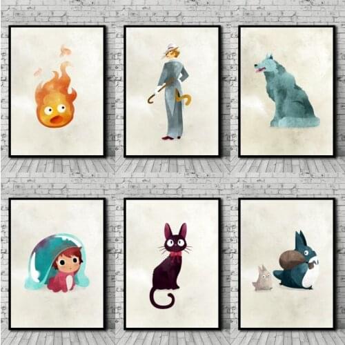 Home wall art prints decorative canvas paintings Hayao Miyazaki anime Nordic modern style picture printing poster living room