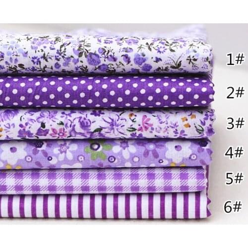 6pcs Purple 25X25cm 100% Cotton Patchwork Fabric for DIY Sewing Quilting Tissue Kids Bedding Doll Bags Cloth Textiles Fabric