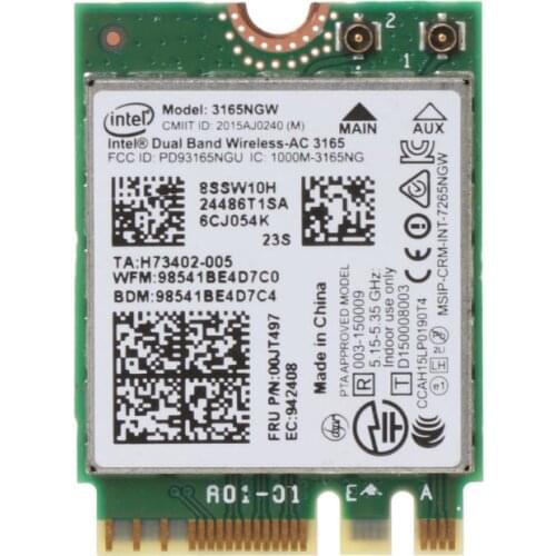 Intel 00JT497 3165NGW Wireless-AC Dual Band Bluetooth WiFi IBM Card Laptop NGFF Wlan for Lenovo ThinkPad