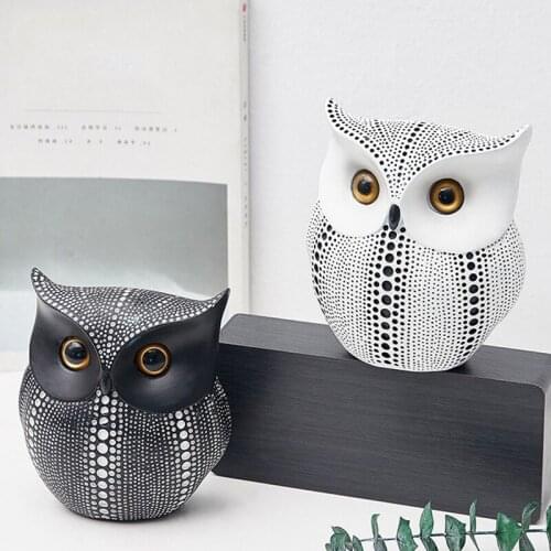 Nordic Style Cute Owl Shape Resin Decoration Ornament Crafts for Home Office TD326