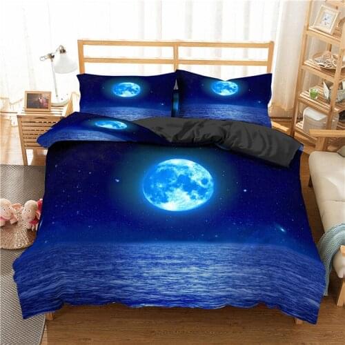 Home Textile Luxury 3D Moon Print 2/3Pcs Comfortable Duvet Cover PillowCase Bedding Sets Queen and King EU/US/AU Size