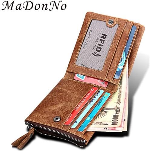 Short Genuine Leather Wallet Men PORTFOLIO MAN Male Small Portomonee Vallet With Coin Purse Pockets Slim Rfid Fashion Mini Walet