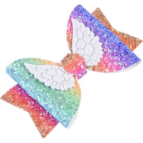 Mini Sequins Litlle Girls Hair Bows Angel wings Clips Shiny Glitter Cute Hairpins Daily School Barrettes Headwear Accessoires