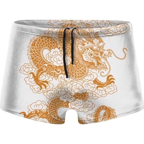 Men China beach swimming trunks Dragon Tattoo Swimsuit husband for the sea Pool