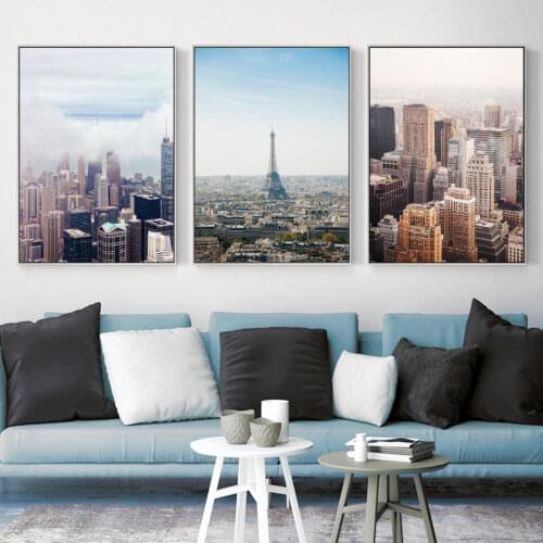 3 Pieces Black White New York City Paris Tower Wall Art Canvas Painting Nordic Posters And Prints Wall Pictures For Living Room