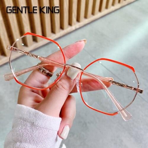 GENTLE KING Spring Hinge Fashion Metal Frame Women Cat Eye Optical Frames Anti Blue Light Computer Glasses