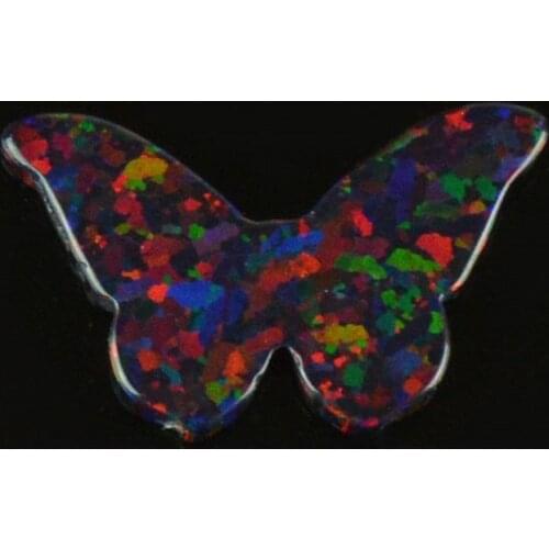 Wholesale price butterfly shape synthetic opal OP71 black loose opal stone for women girl necklace in 78 colors