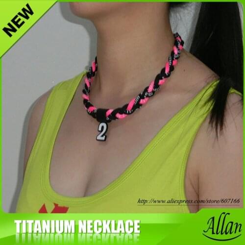 50pcs Bio Energy Ion Silicon Sports Braided Multicolor Brand Titanium Necklace