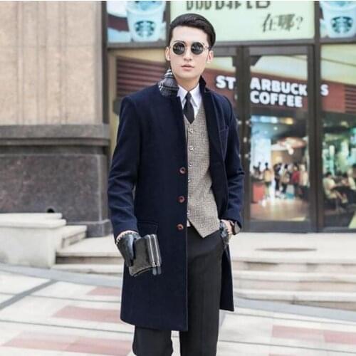Casual woolen coat men trench coats long sleeves Youth single breasted overcoat mens cashmere coat casaco masculino england