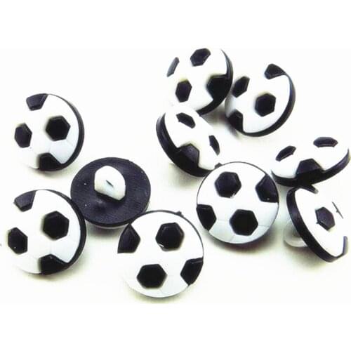 100pcs White+Black Football Plastic Buttons Kids Sewing Crafts Fancy Cartoon Shank Soccer Button For Scrapbooking DIY