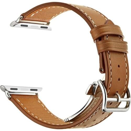 Deployment Buckle strap for apple watch band 42mm 38mm apple watch 44mm 40mm iwatch 5/4/3/2/1 bracelet Genuine leather watchband