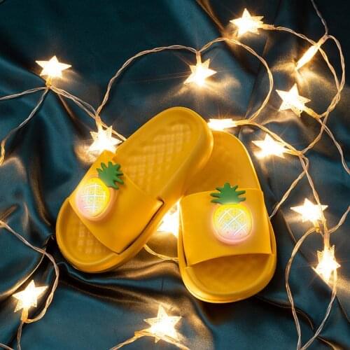 Kids Slippers LED Light Up Home Shoes Baby Bathroom Bathing Slides Sandals kawaii Cartoon Fruit Children Flip Flops claquette