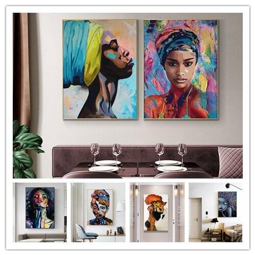 Modern Graffiti Style Character Canvas Painting Colorful Cool Portrait Sexy Woman Wall Art Pictures For Living Room Home Decor
