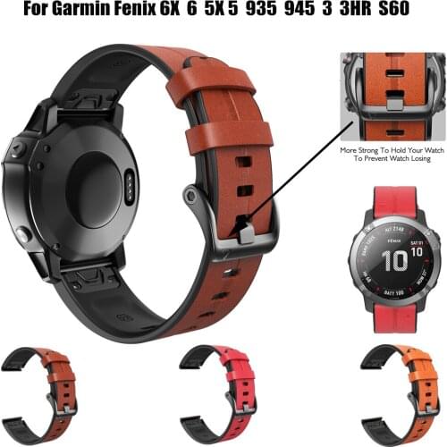 New Smart Leather Replacement Watchband Straps For Garmin Fenix 6 6X Pro 5 5X Plus 3 3 HR Forerunner 935 Wristband Band 22 26mm