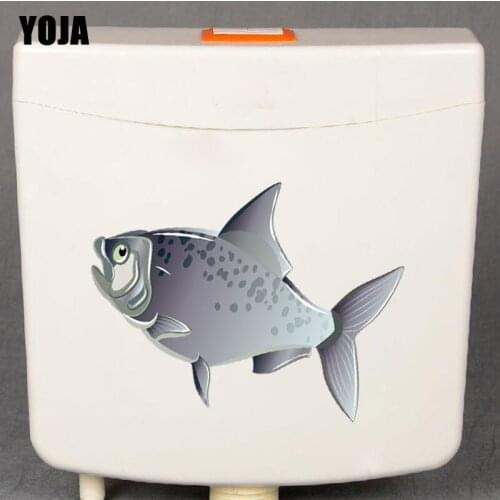 YOJA 24.3*18.4CM Talking Fish Toilet Decal Wall Sticker Home Decor Creative Cartoon T3-1015