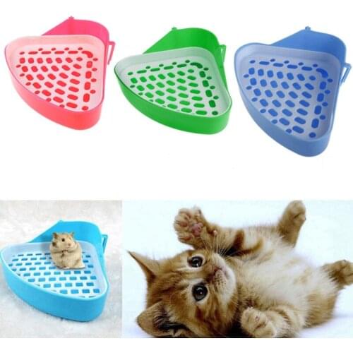 1 Pc Pet Cat Rabbit Small Animal Pee Toilet Potty Bowl Corner Clean Litter Trays Cleaning Tool 3 Colors