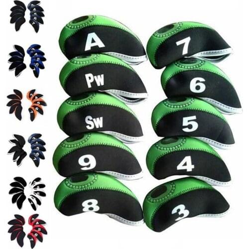 10pcs/set Multicolor Club Protective Cover Stylish Neoprene Iron Club Head Cover Club Accessories Portable Durable Training Aids