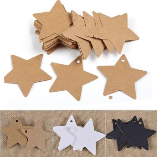 100pcs 6cm Star Shape Kraft Paper Tags Gift Package Handmade Hang Tag Gifts Cards Wedding Christmas Party Decoration Supplies