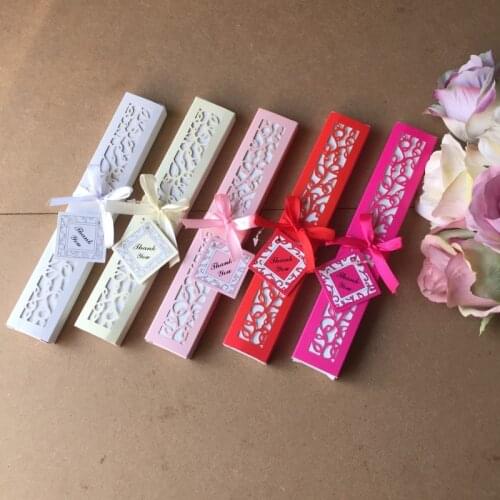 100PCS Luxury Laser-Cut Paper Gift Box + Ribbon + Thank You Card Fit For Folding Hand Fans Package