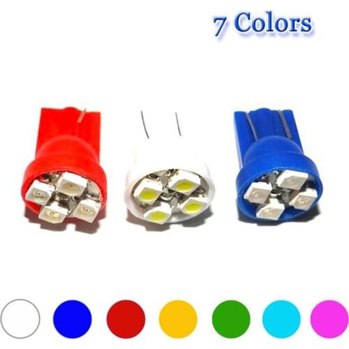 1000X T10 4 SMD 1210 3528 LED 4SMD 4LED 194 168 w5w Wedge License Plate Indicator clearance lamp 12V white red green blue yellow