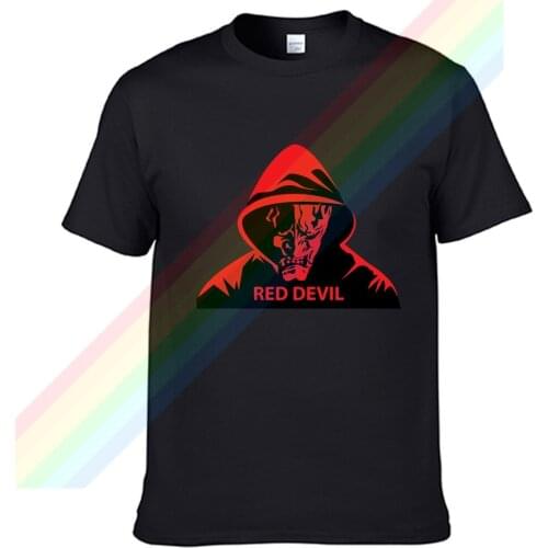 2021 Fashion Satan Red Devil Retro Casual T Shirt Mens Summer Black 100% Cotton Short Sleeves O-Neck Tee Shirts Tops Tee Unisex