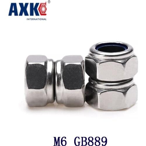 2021 Special Offer New Stainless Steel Rod Axk 10pcs 316 A4-80 Nylon Locknuts / Self-locking Nut Lock M6 Gb889