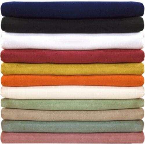 24 Solid Colors Soft Linen Slub Cotton Elastic Fabric DIY Sewing Clothes Dress Home Decor Stretch Patchwork Fabrics 50x155cm