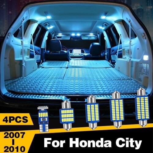 4pcs Car LED Lights Interior Dome Reading Trunk Lamp For Honda City 2007 2008 2009 2010 Accessories