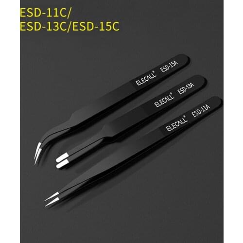 Anti-static Tweezer ESD Stainless Steel Tweezers Maintenance Tools Industrial Precision Curved Straight Tweezers DIY