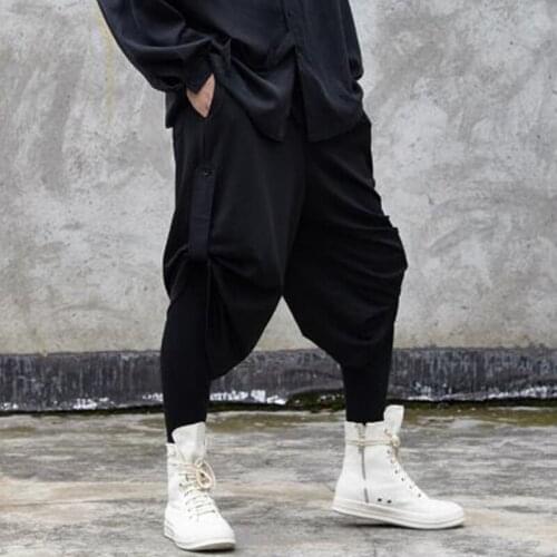 Mens pants summer fashion casual pants baggy wear wide-leg pants mens shorts hip-hop black Yamamoto trend