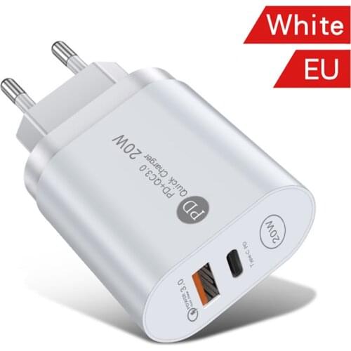 QC 3.0 20W USB C PD Fast Charging For iPhone 12 11 13 Pro Max 8 AirPods iPad TypeC Charger For Xiaomi 11 Samsung Phone PD Charge