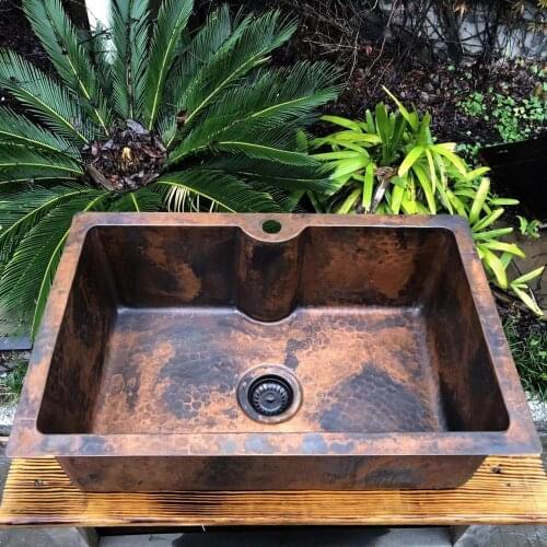 Cangler kitchen sink copper kitchen sink Nordic brass hand bend solder polish tinted hood seal household sink kitchen sink