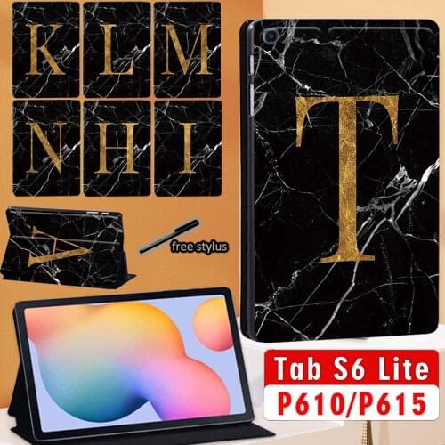 For Samsung Galaxy Tab S6 Lite 10.4 Inch 2020 P610/P615 case PU Leather tablet Stand Folding Cover + Free Stylus