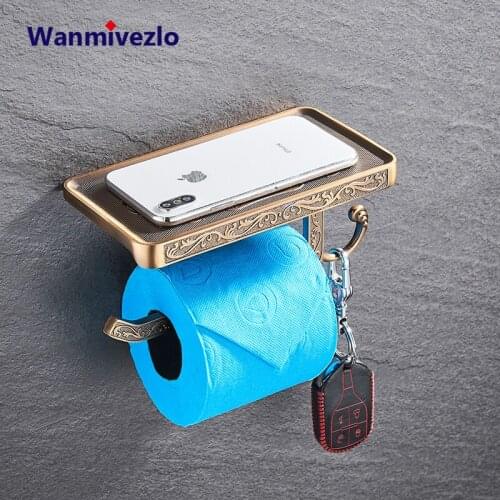 Zinc Alloy Bathroom Toilet Paper Holder Mobile Phone Holder With Shelf Bathroom Towel Rack Toilet Paper Rack Tissue Box XCZJ
