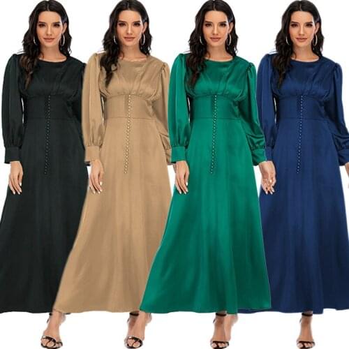 Eid Ramadan Abaya Dubai Kaftan Women Muslim Hijab Dress Satin Caftan Turkey Robe Moroccan Gown Islamic Clothing Jalabiya Abayas