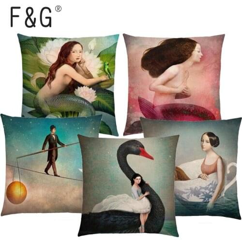 Elegant Fair Maiden Cushion Cover Lovely Girl Shakespeares Opera Classic Painting Printing Decorates Sofa Pillowcase