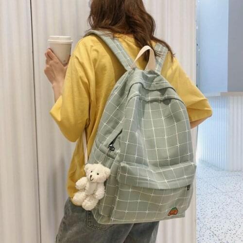 Casual Girls Canvas High School Students Backpack Teenage Travel Multi-pocket Female Rucksack Striped Book Bag Women Laptop Bags