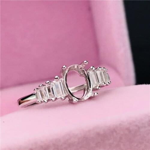 Oval shape 5X7mm rings basis S925 silver ring base shank prong setting stone inlaid jewelry fashion DIY women nice