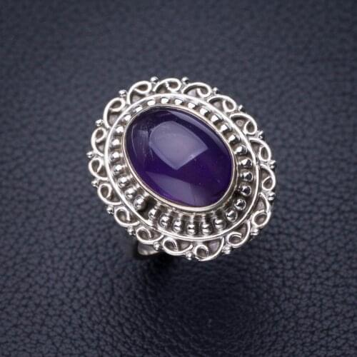 StarGems Natural Amethyst Handmade 925 Sterling Silver Ring 6.75 D7907