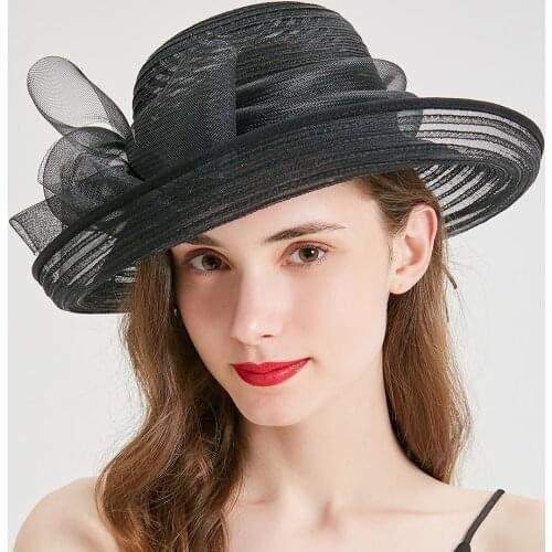 Hot Sale Fashion Sun Hat For Women Sun Protection Beach Hat Bowler Top Cap Black Women Girl Vacation Large Wide Brim Summer Hats