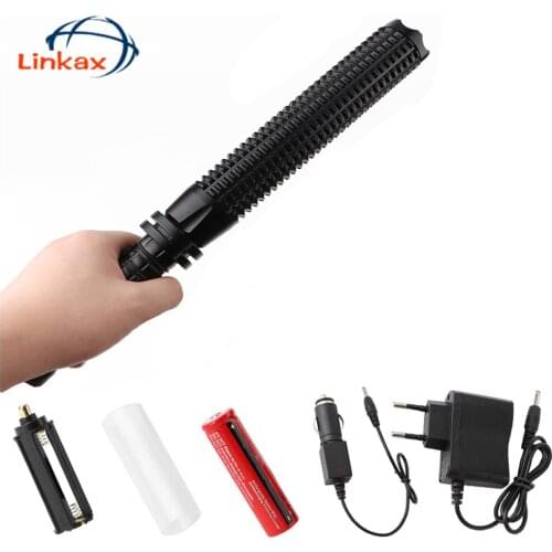 Linkax XPE LED Self Defense Led Security Flashlight 18650 Rechargeable 3 AAA Battery Flashlight