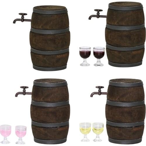 1/12th Scale Dollhouse Decor Miniature Wine Barrel Toy Mini Beer Cask Toy