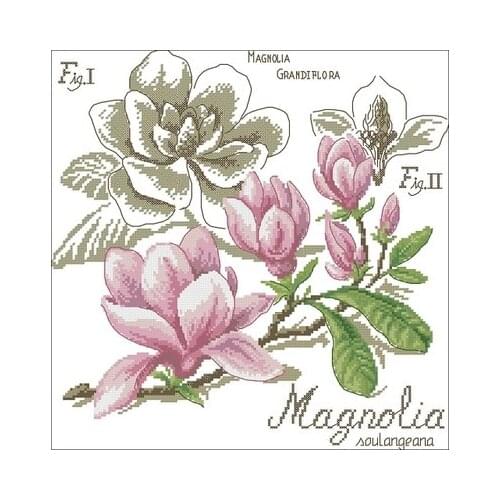 Shadow Flower-Magnolia Needlework,For Embroidery,DIY 14CT Unprinted Arts Cross stitch kits Set Cross-Stitching Home Decor